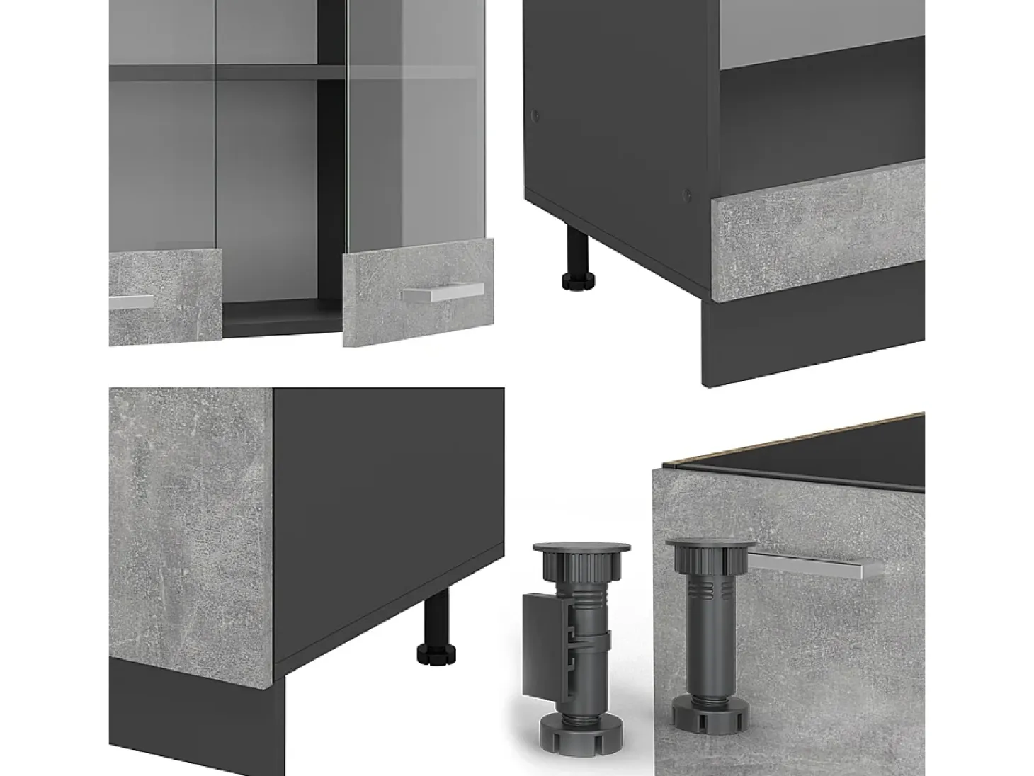 Cocina esquinera hormigón/antracita 287x60x81.6 r-line