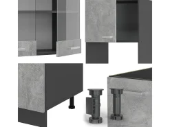 Cocina esquinera hormigón/antracita 247x46x81.6 r-line