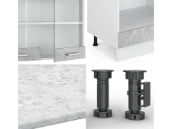 Cocina esquinera hormigón/blanco 287x60x81.6 r-line