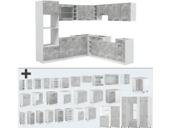 Cocina esquinera hormigón/blanco 247x60x81.6 r-line