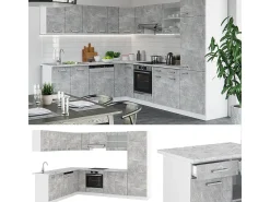 Cocina esquinera hormigón/blanco 287x60x81.6 r-line