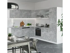 Cocina esquinera hormigón/blanco 287x60x81.6 r-line