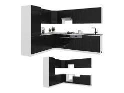 Cocina esquinera negro a rayas/blanco 287x46x81.6 fame-line