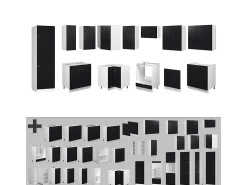 Cocina esquinera negro a rayas/blanco 287x60x81.6 fame-line