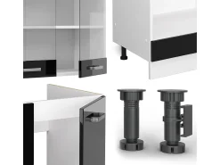 Cocina esquinera negro brillo intenso 287x60x81.6 r-line