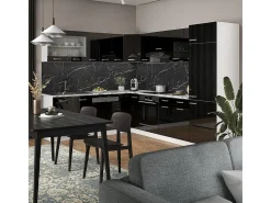 Cocina esquinera negro brillo intenso 287x60x81.6 r-line