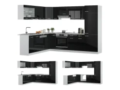 Cocina esquinera negro brillo/blanco 287x46x81.6 r-line
