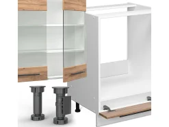 Cocina esquinera oro potencia roble/blanco 347x60x81.6 fame-line