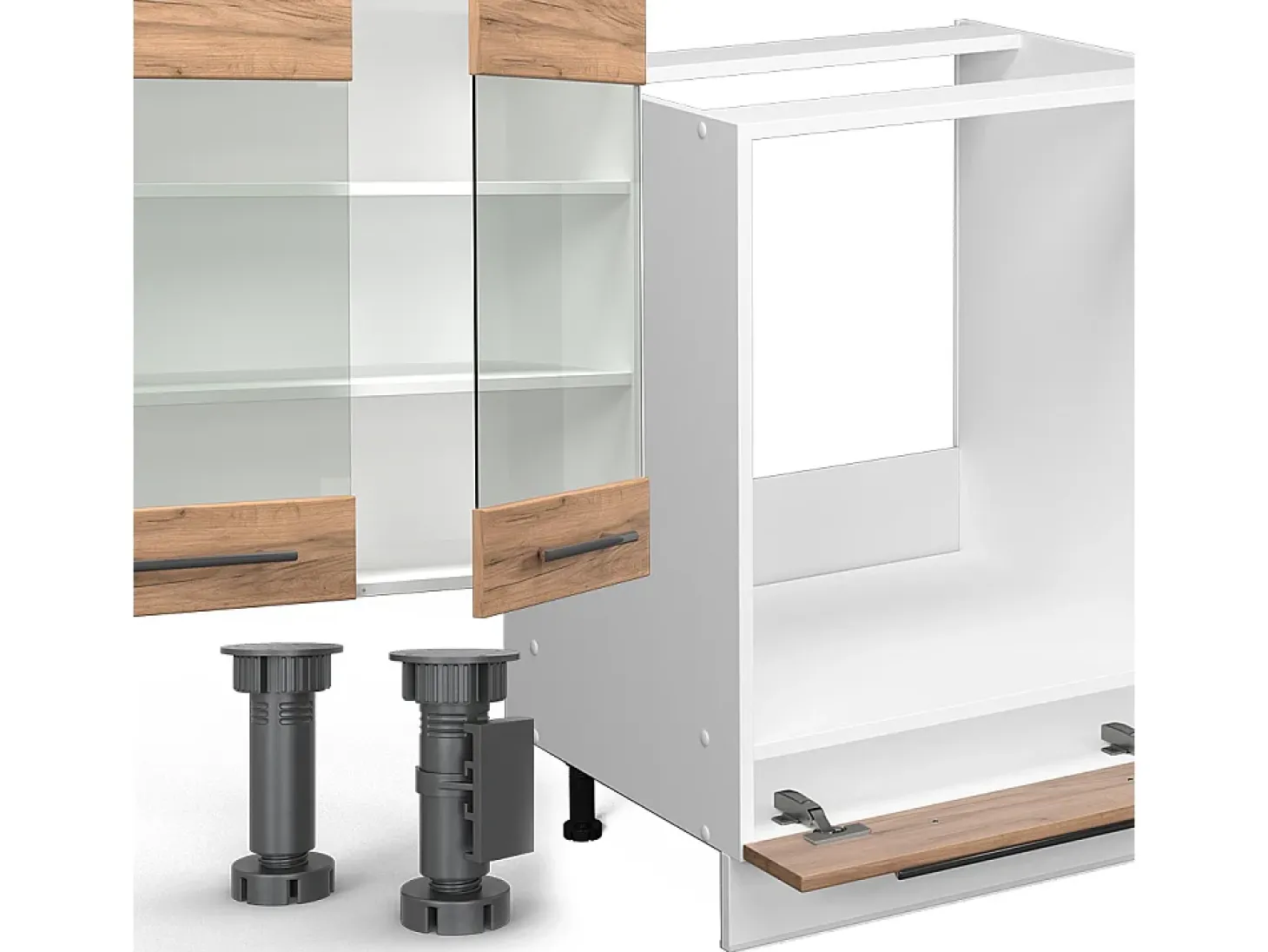 Cocina esquinera oro potencia roble/blanco 347x60x81.6 fame-line