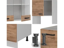 Cocina esquinera oro potencia roble/blanco 247x46x81.6 r-line
