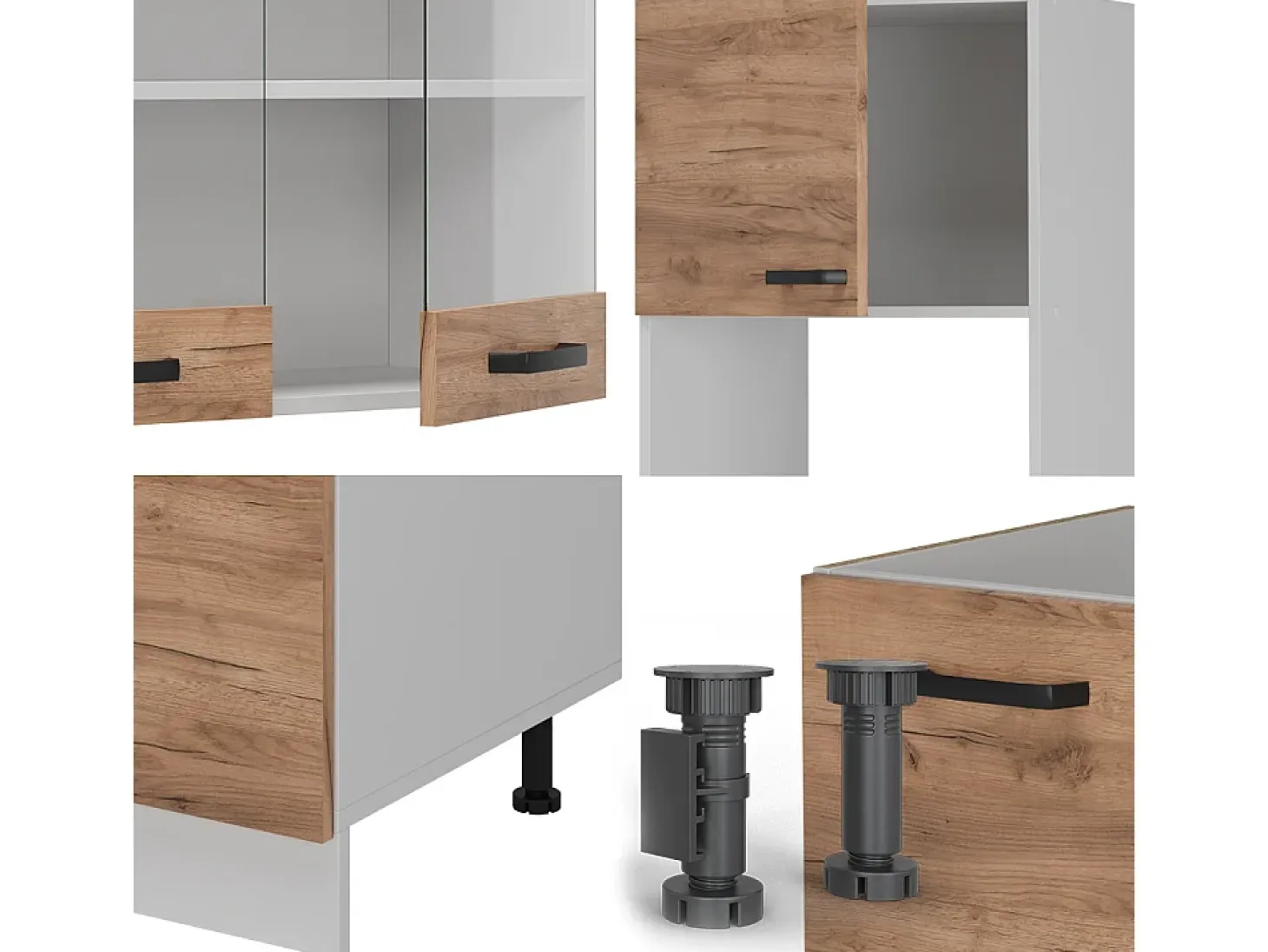 Cocina esquinera oro potencia roble/blanco 247x60x81.6 r-line