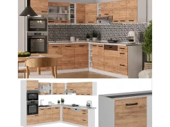 Cocina esquinera oro potencia roble/blanco 247x60x81.6 r-line
