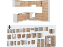 Cocina esquinera oro potencia roble/blanco 287x46x81.6 r-line