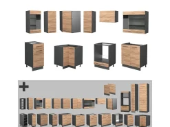 Cocina esquinera oro power roble/antracita 190x60x81.6 fame-line
