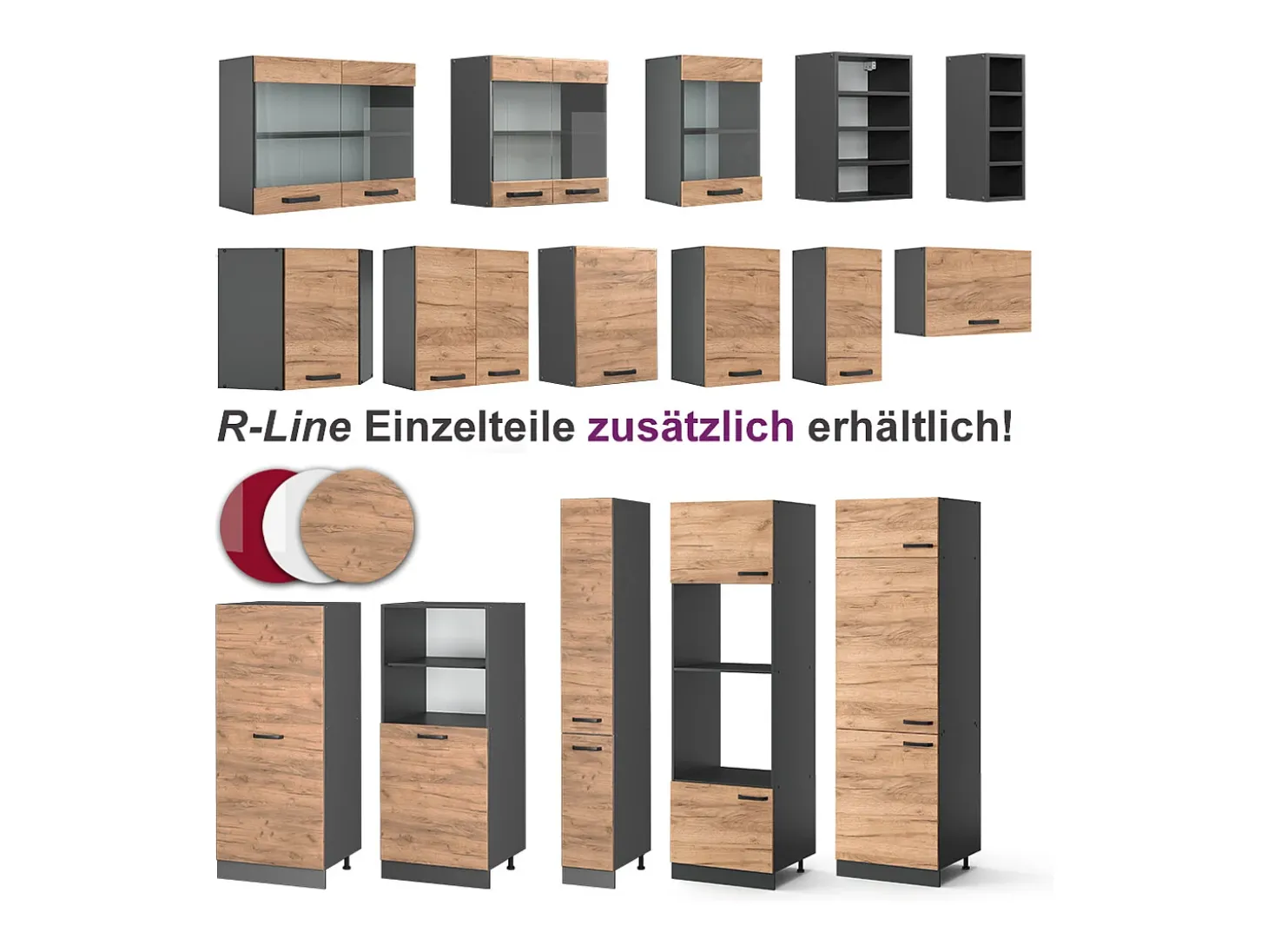 Cocina esquinera oro power roble/antracita 270x60x81.6 rick