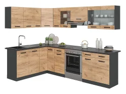 Cocina esquinera oro power roble/antracita 270x60x81.6 rick