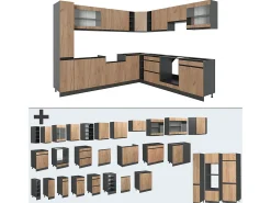 Cocina esquinera oro power roble/antracita 277x60x81.6 r-line