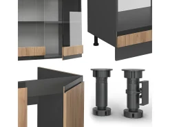 Cocina esquinera oro power roble/antracita 277x60x81.6 r-line