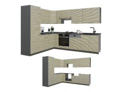 Cocina esquinera panel de roble/antracita 287x60x81.6 fame-line