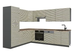 Cocina esquinera panel de roble/antracita 287x60x81.6 fame-line