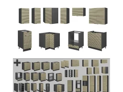 Cocina esquinera panel de roble/antracita 190x60x81.6 fame-line