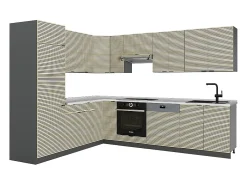 Cocina esquinera panel de roble/antracita 287x60x81.6 fame-line