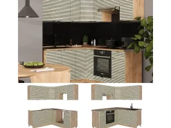 Cocina esquinera panel de roble/roble goldkraft 190x60x81.6 fame-line