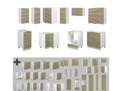 Cocina esquinera panel roble/blanco 190x60x81.6 fame-line