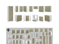 Cocina esquinera panel roble/blanco 287x60x81.6 fame-line