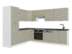 Cocina esquinera panel roble/blanco 287x60x81.6 fame-line