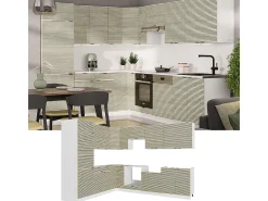 Cocina esquinera panel roble/blanco 287x46x81.6 fame-line