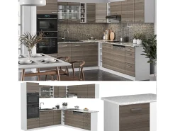 Cocina esquinera precioso gris/blanco 247x60x81.6 r-line