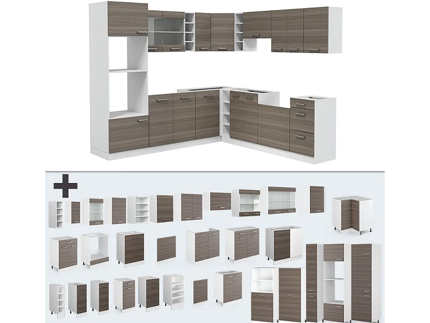 Cocina esquinera precioso gris/blanco 247x60x81.6 r-line