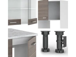 Cocina esquinera precioso gris/blanco 247x60x81.6 r-line