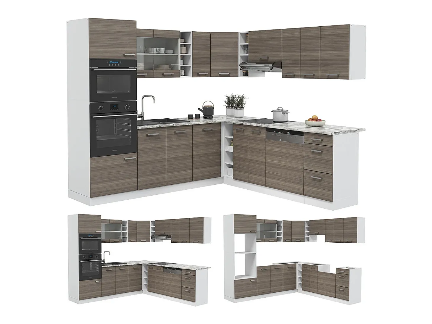 Cocina esquinera precioso gris/blanco 247x60x81.6 r-line