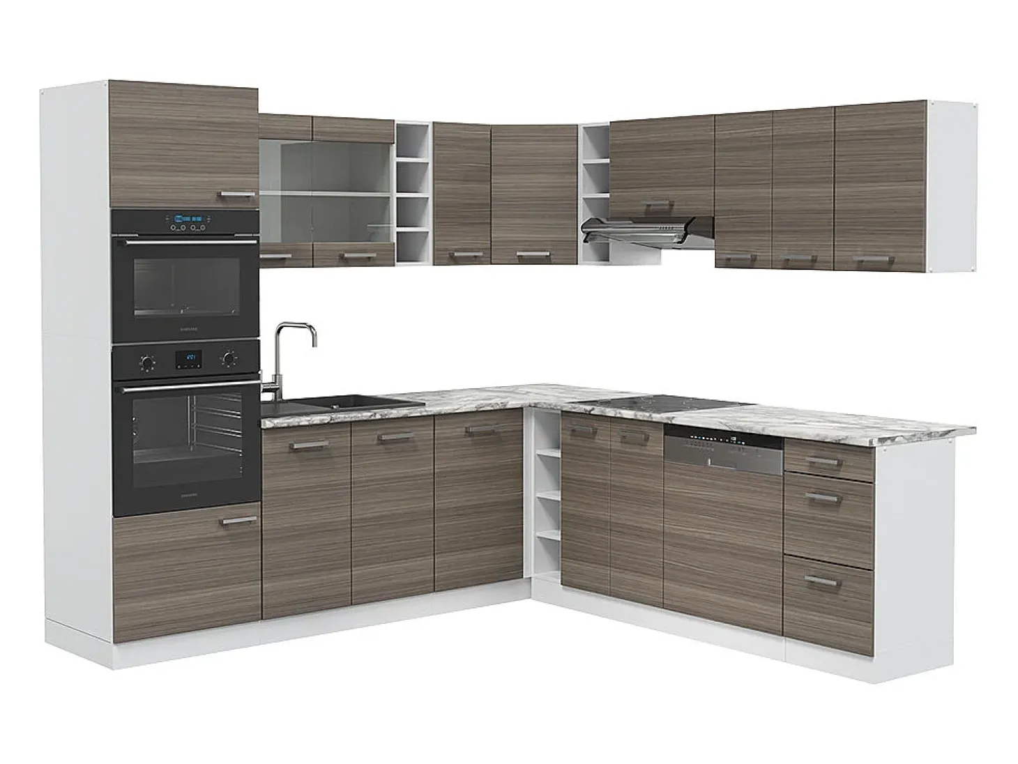 Cocina esquinera precioso gris/blanco 247x46x81.6 r-line