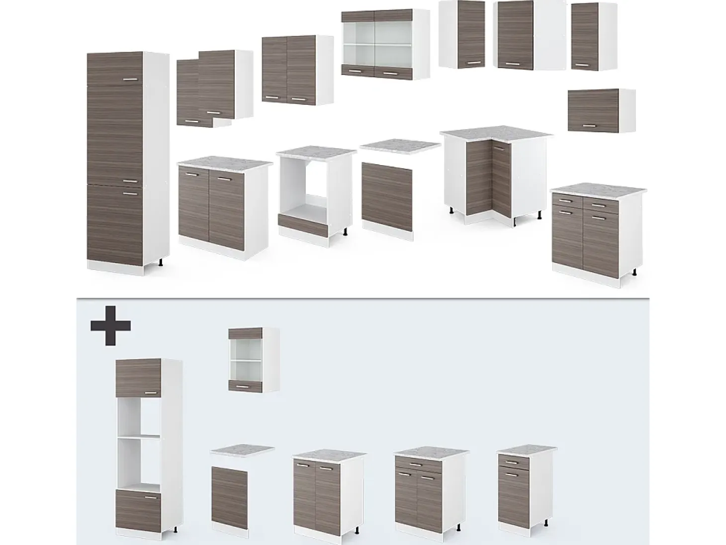 Cocina esquinera precioso gris/blanco 287x60x81.6 r-line