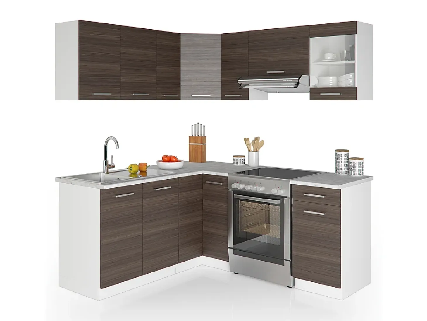 Cocina esquinera precioso gris/blanco 187x60x81.6 rick