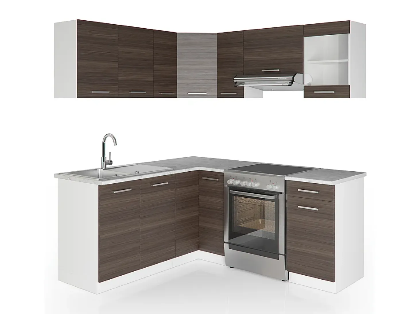 Cocina esquinera precioso gris/blanco 187x60x81.6 rick