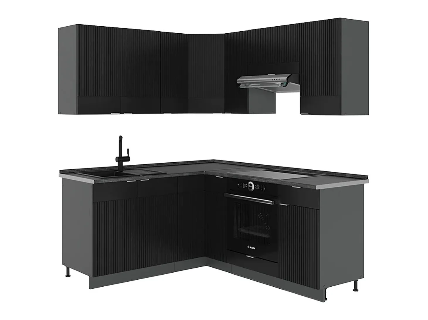 Cocina esquinera rayas negras/antracita 190x60x81.6 fame-line