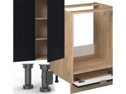 Cocina esquinera rayas negras/roble dorado 347x60x81.6 fame-line