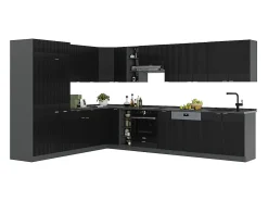 Cocina esquinera rayas negras/antracita 347x46x81.6 fame-line