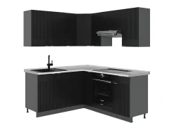 Cocina esquinera rayas negras/antracita 190x60x81.6 fame-line