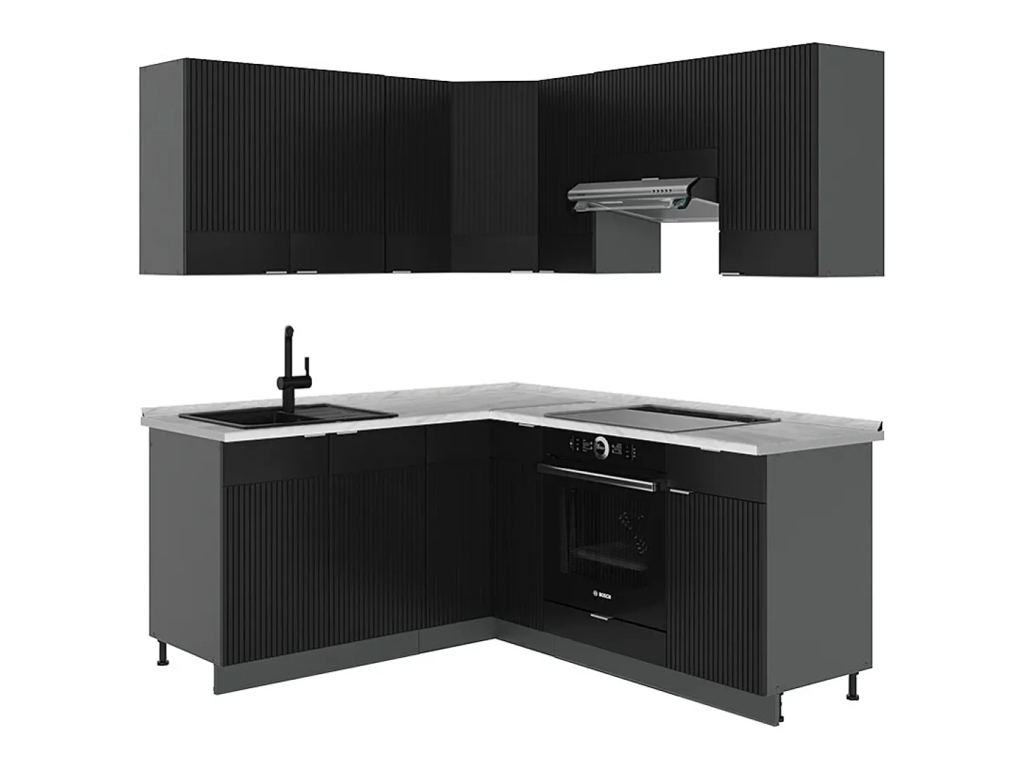 Cocina esquinera rayas negras/antracita 190x60x81.6 fame-line