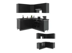 Cocina esquinera rayas negras/antracita 190x46x81.6 fame-line