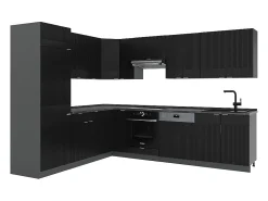 Cocina esquinera rayas negras/antracita 287x60x81.6 fame-line