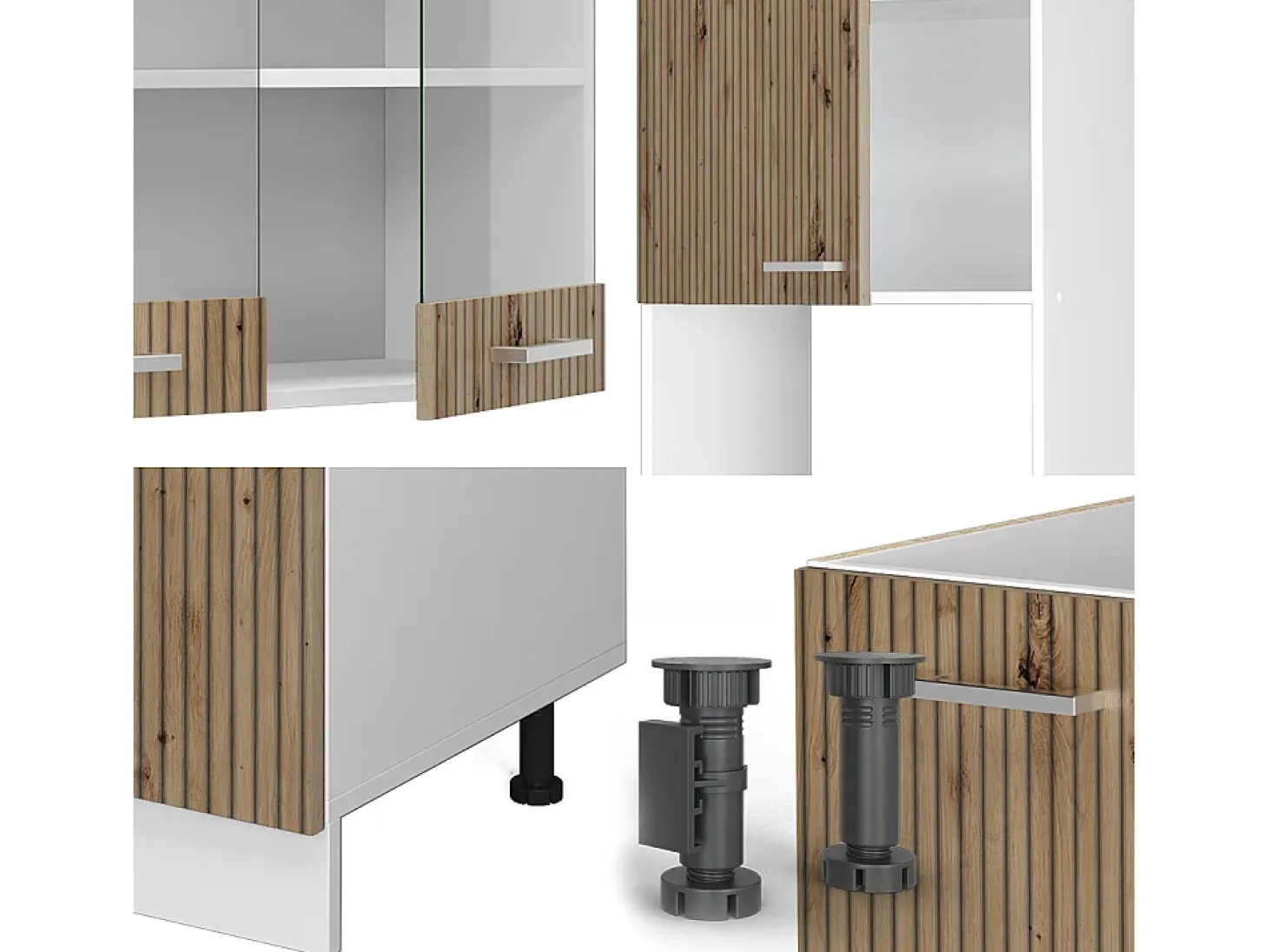 Cocina esquinera roble artesanal/blanco 247x60x81.6 r-line