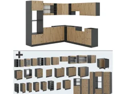 Cocina esquinera roble artesanal/antracita 247x60x81.6 r-line