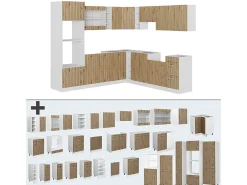 Cocina esquinera roble artesanal/blanco 247x46x81.6 r-line