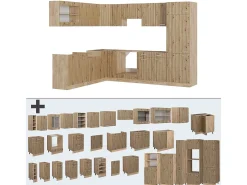 Cocina esquinera roble artesanal/roble dorado 287x60x81.6 r-line